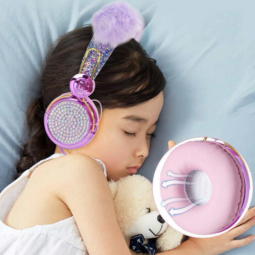 Lovely Cartoon Glitter Bear Ear Kids Stereo Headphone for Girls Children