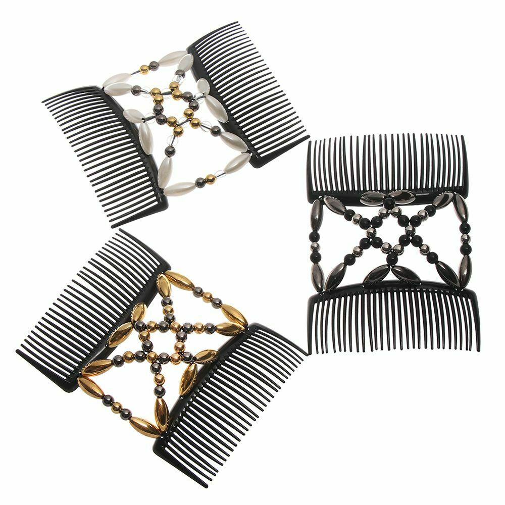 Bun Maker Handmade Beaded Hair Clip Magic Hair Comb Elastic Hairpin Double Comb