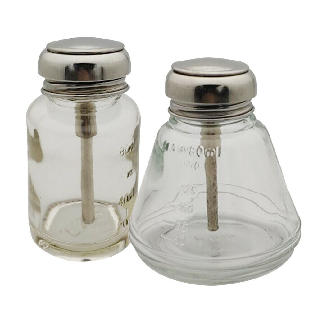 80/180ml Empty Nail Polish Remover Pump Dispenser Push Down Press Bottles 2x