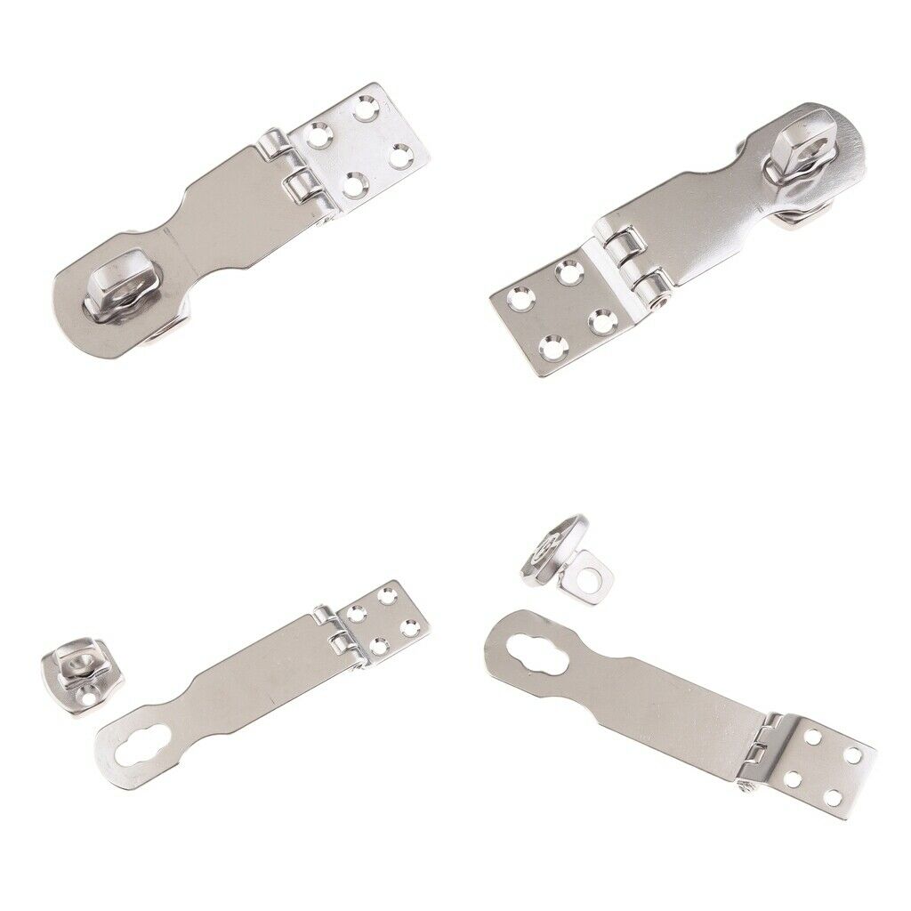 4 pieces Stainless Steel Polished Door Buckle Bolt Barn Hardware Padlock