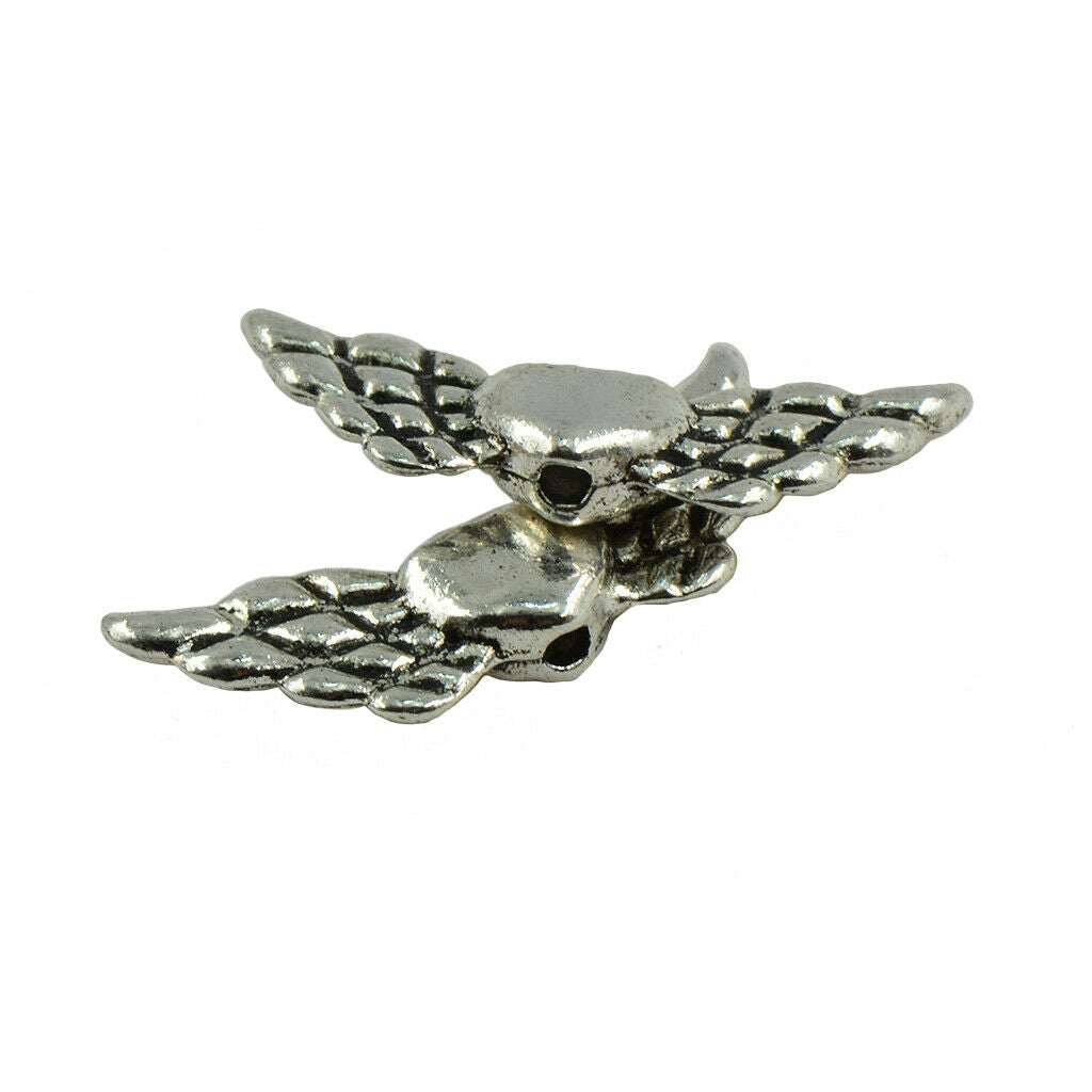 100pcs Retro Love Heart Angel Wings Charm Pendant Jewelry Finding DIY Beads