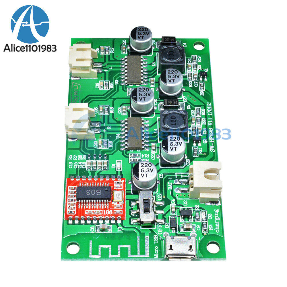 2X6W 2-Channel Stereo Bluetooth Amplifier Board Lithium Battery Powered AMP DC5V