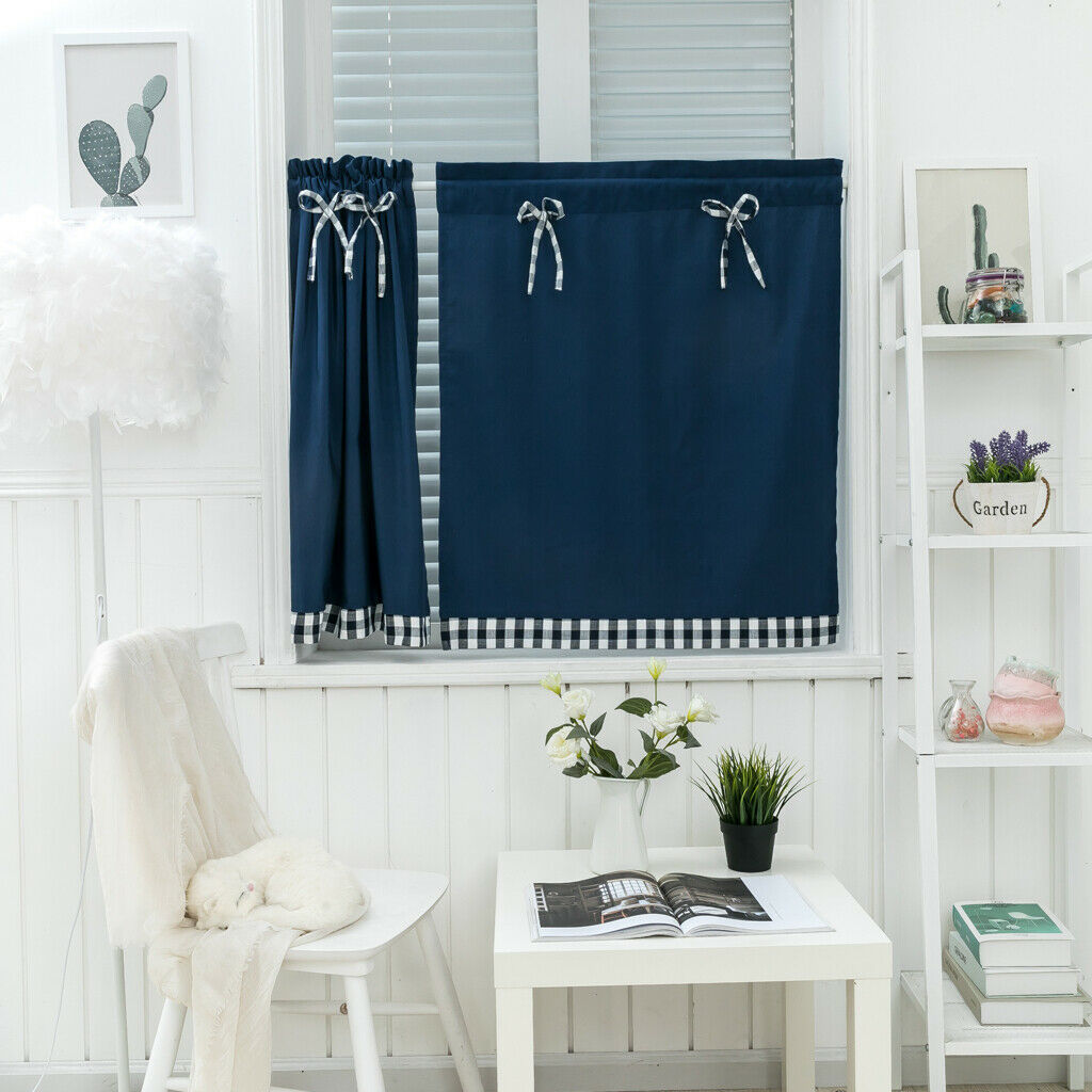 Set of 2, Decorative Kitchen Curtains Set Blackout Window Drapes Plain Color