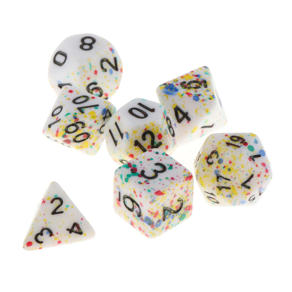 Plastic Multi Dice D4 D6 D8 D10 D12 D20 Set of 7pcs Polyhedral Dices Set Style 5