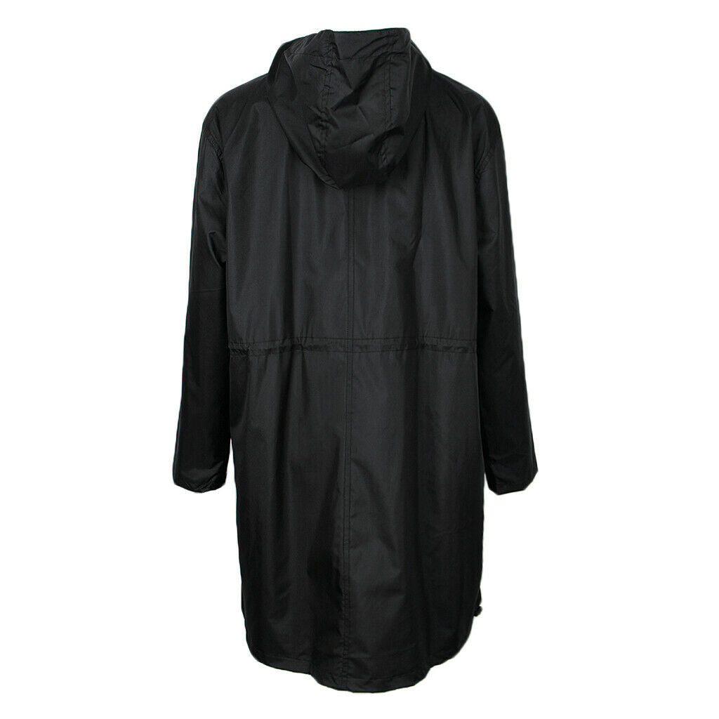 Women's Lightweight Raincoat Hooded Waterproof Outdoor Long Jacket L Black