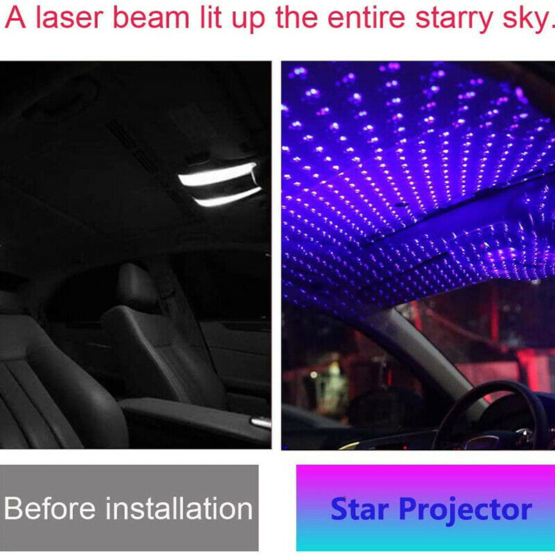 USB Car Interior Atmosphere Starry Sky Lamp Ambient Star Light LED Projector Tt