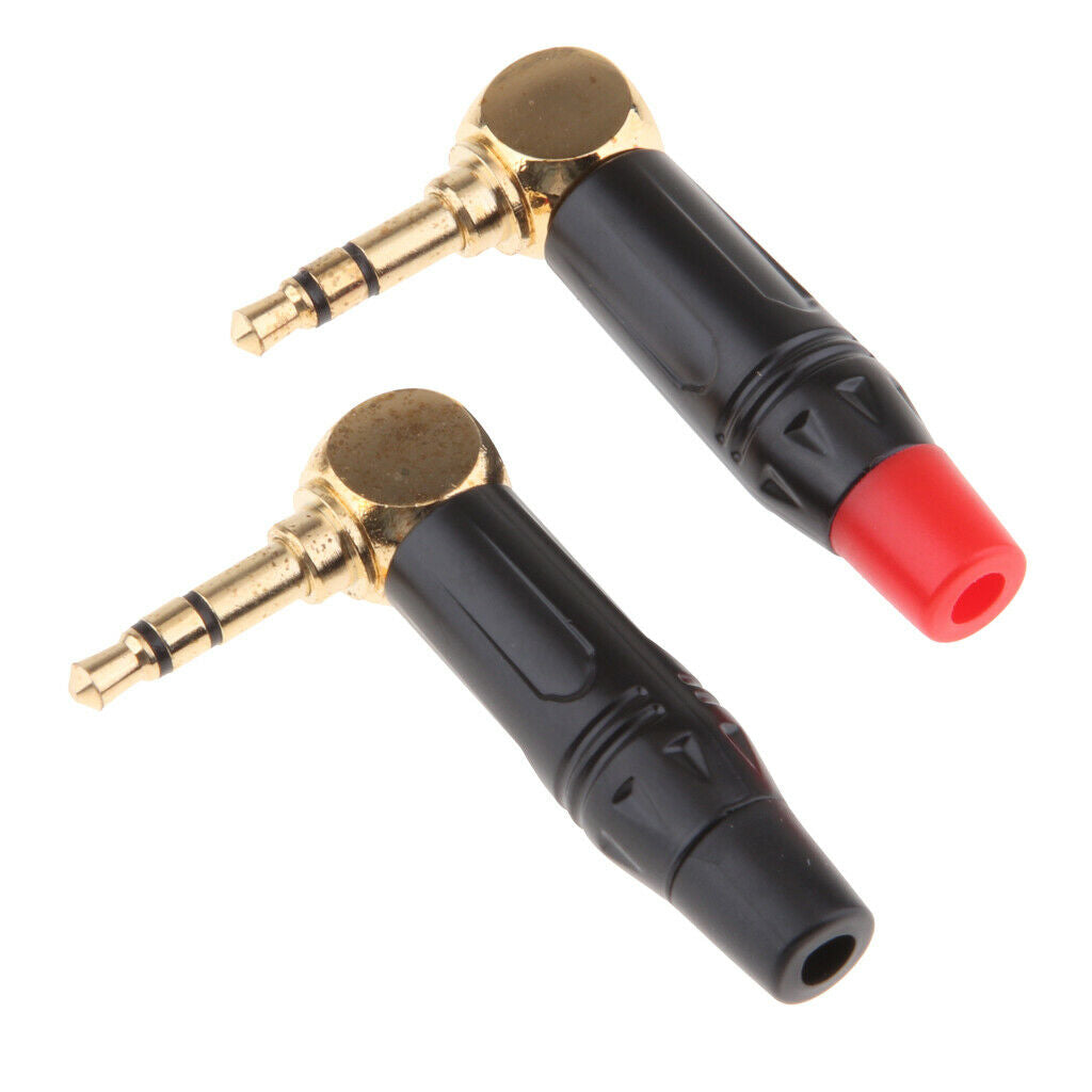 2x 90° 3.5mm 3Pole Male Repair Earphones Audio Solder   Plug Adapter