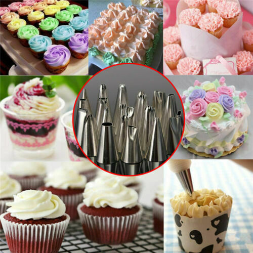 15pcs Cake Decorating Nozzles Tips Set Pastry Cupcake Icing Piping