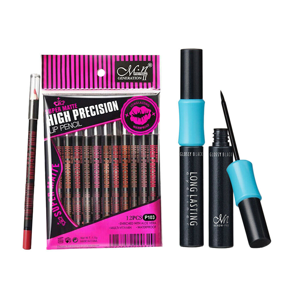 12 PCS /Lot Colors Matt Makeup Lipliner Waterproof Lasting+Eyeliner Pencil