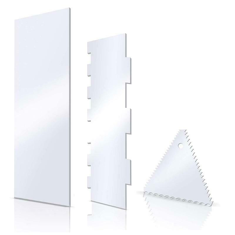 Smoother Cake Scrape Acrylic Variety of Pattern Styles Edge Stripe Kitchen 3 Pcs