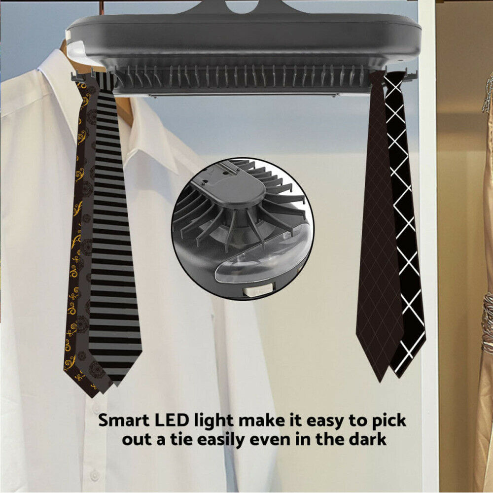 Electric Motorized Neck Tie Belt Rack Hanger Mens Closet Organizer Holder Racks