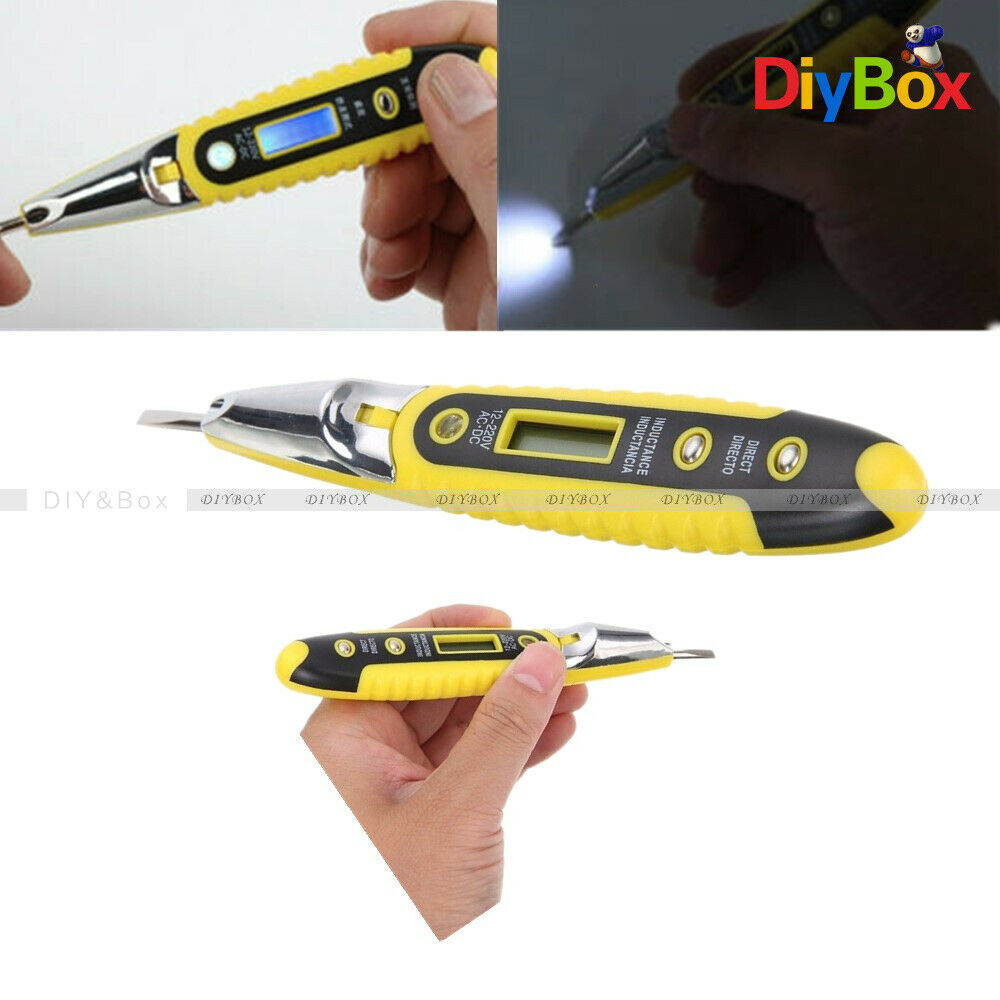 AC DC Non-Contact LCD Electric Test Pen Voltage Detector Tester 12~250V W/ Light