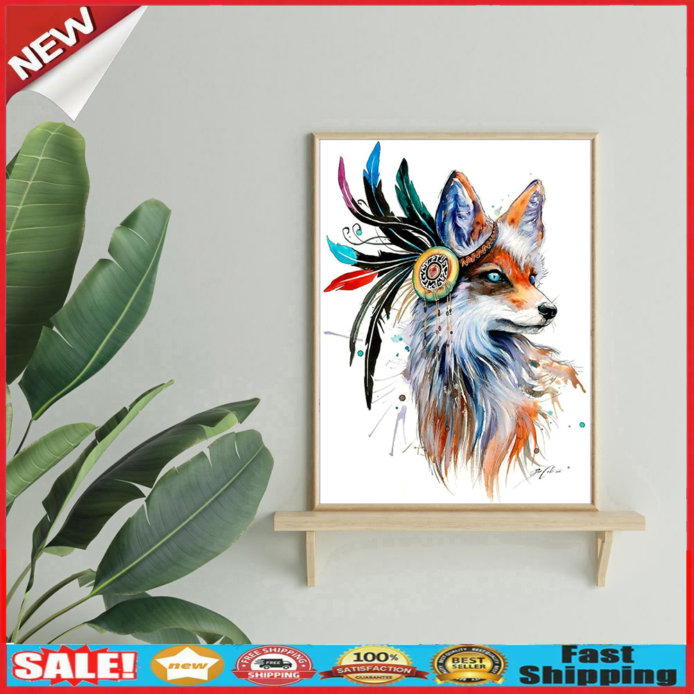 Wolf 5D DIY Part Drill Special Shaped Diamond Painting Color Cross Stitch @