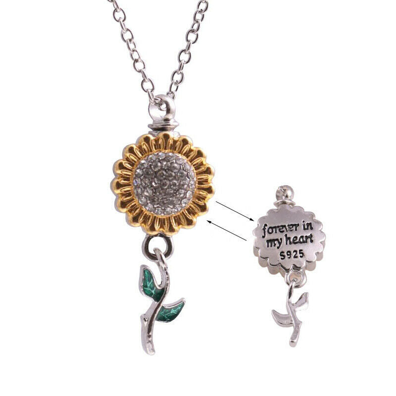 Cremation Pendant Sunflower Necklace Keepsake Urn Necklace For Ashes Jewelry Tt