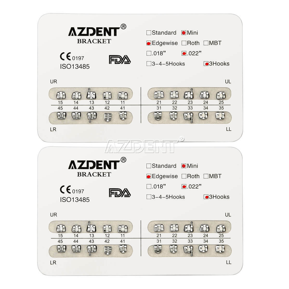 20 X AZDENT Dental Orthodontic Brackets Braces Mini Edgewise Slot 0.22 Hook 3