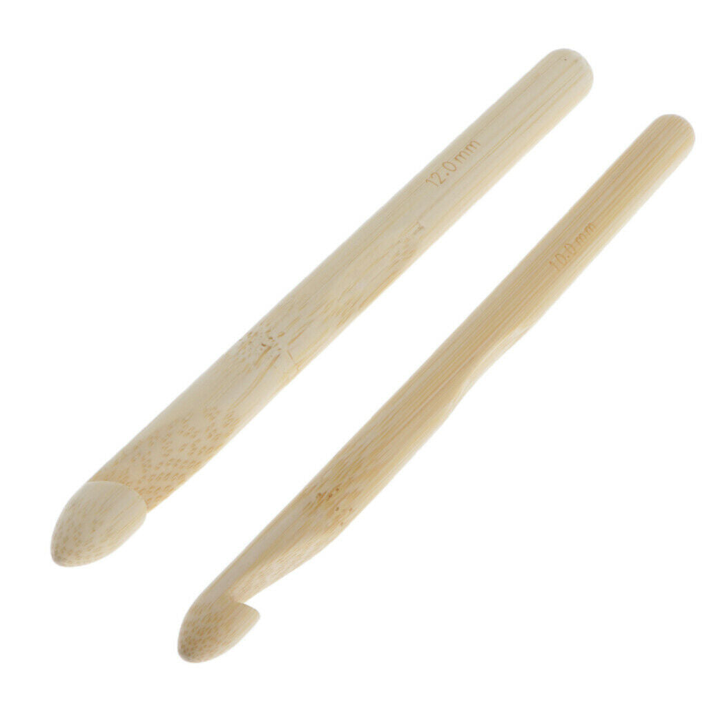 2x Wooden Crochet Hooks Needlework Chunky Yarn Needle DIY Crocheting for Adults