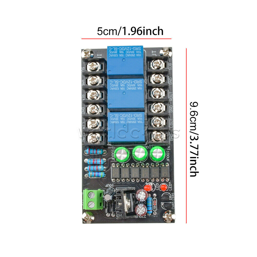 Stereo 2.1 3-channels Speaker Protection Board Delay Module for Audio Amplifier