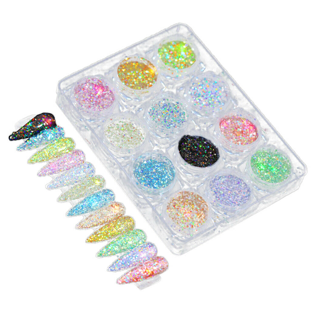 1 Box Of Chunky Glitter Nail Sequins Iridescent Flakes, Ultra-thin Tips, Mixed