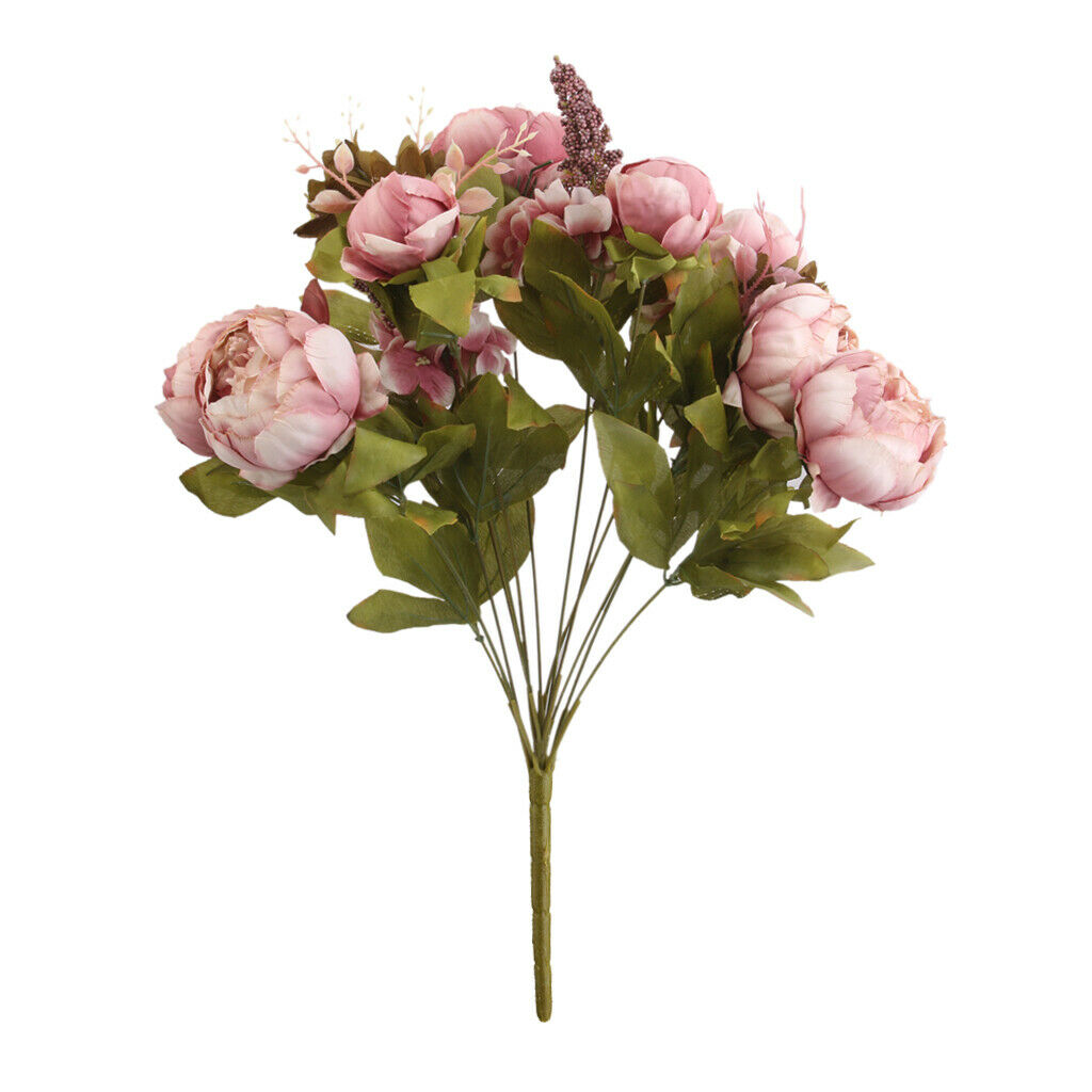Pink Artificial Silk Peony Silk Flowers Bouquet Home Decorations