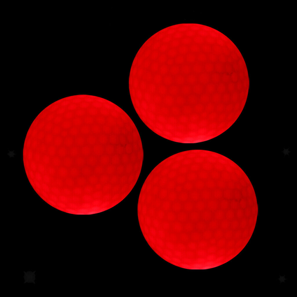 3Pcs Red LED Light Up Night Golf Balls Tournament Balls Official Size