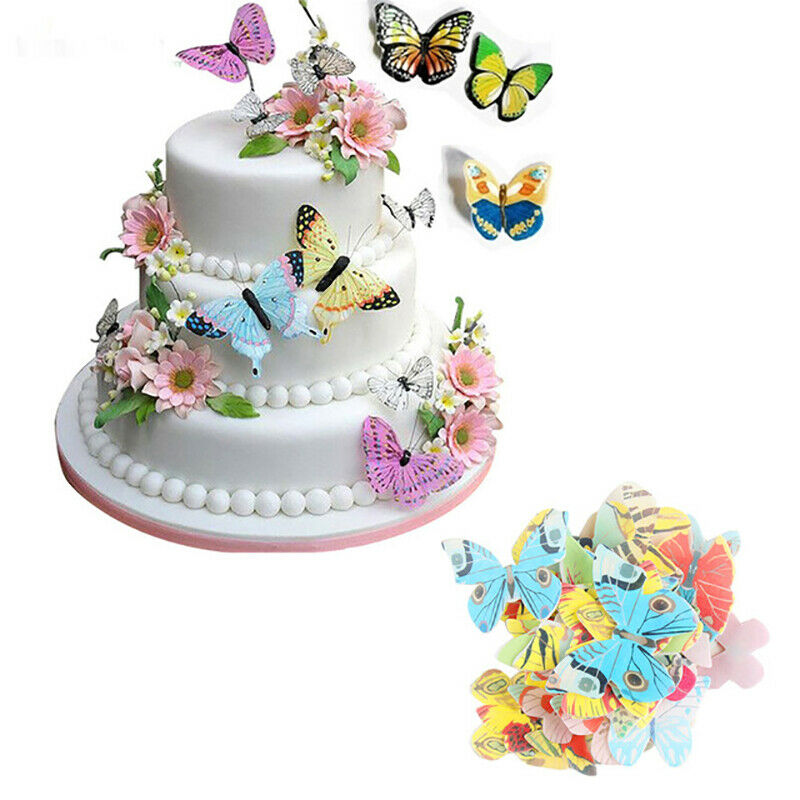 42pcs Mixed Butterfly Edible Glutinous Wafer Rice Paper Cake Cupcake Topp.l8