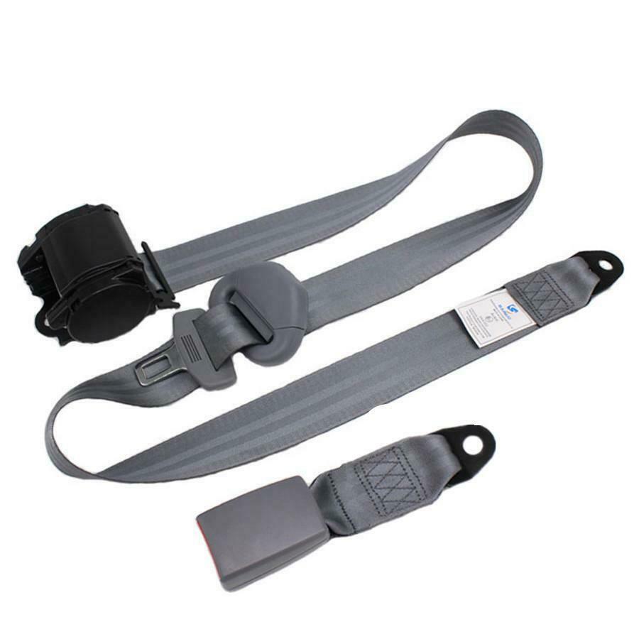 High Strength Polyester Car 3 Point Seat Belt Lap & Diagonal Belt Grey Universal