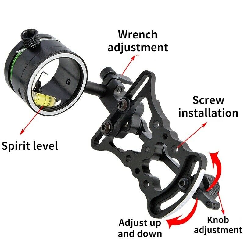 Single Pin Compound Bow Sight 1 Pin 0.019" Adjustable Archery Hunting Shooting