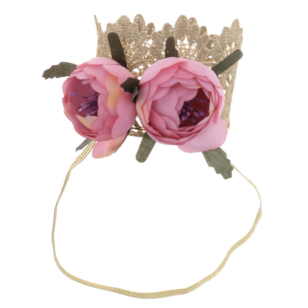Cute Crochet Lace Flower Head Band Crown Baby Girl Toddler Hair Tiara
