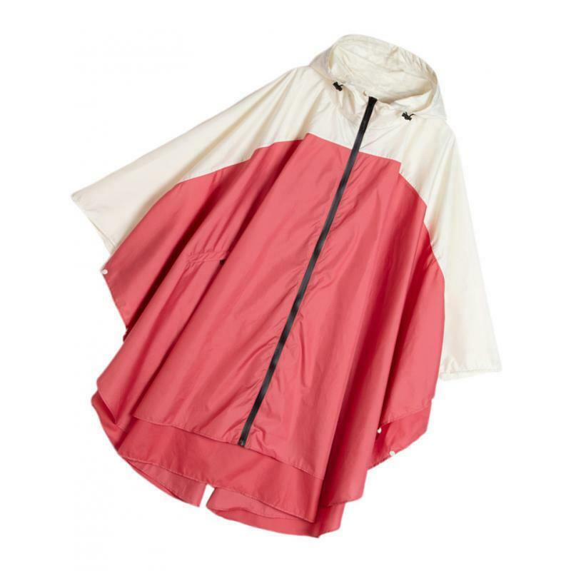 Women's Lightweight Waterproof Outdoor Raincoat Hooded Red Beige