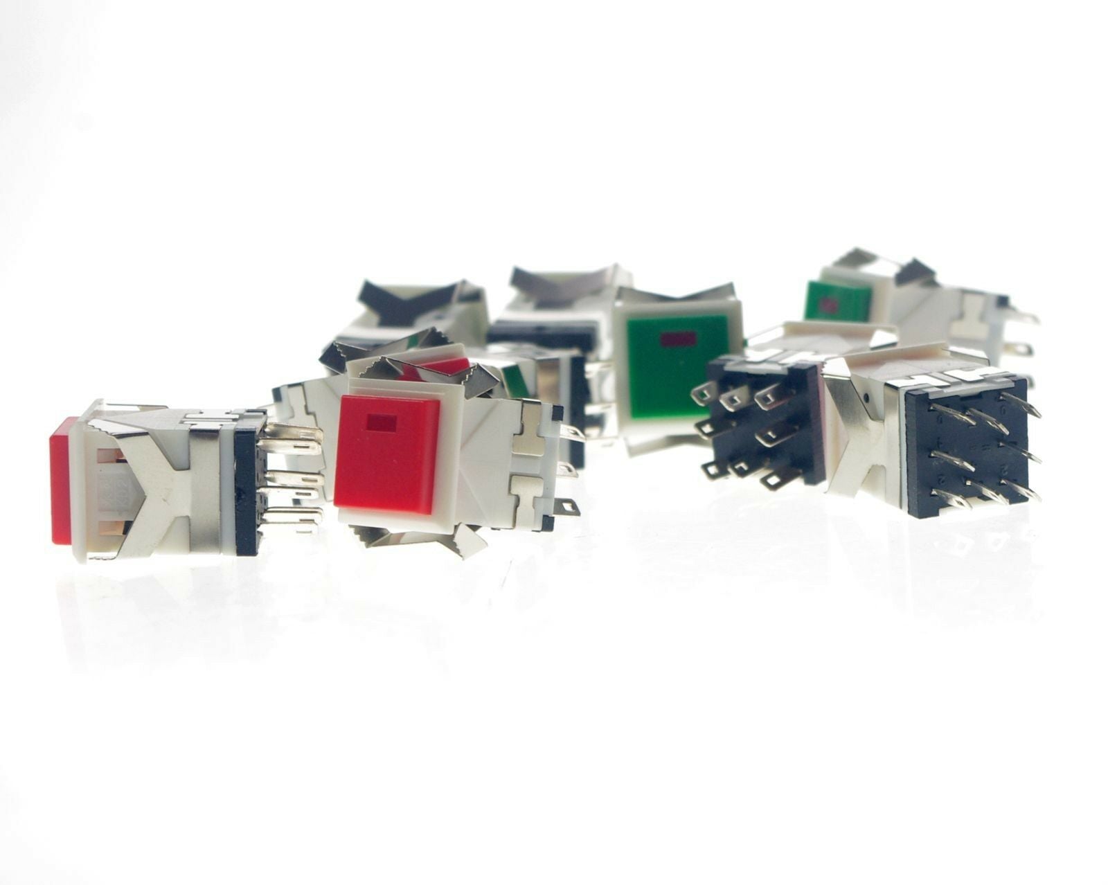 10 x Square Red Green Lamp Button Switch Push Button Switch Button Self-Locking