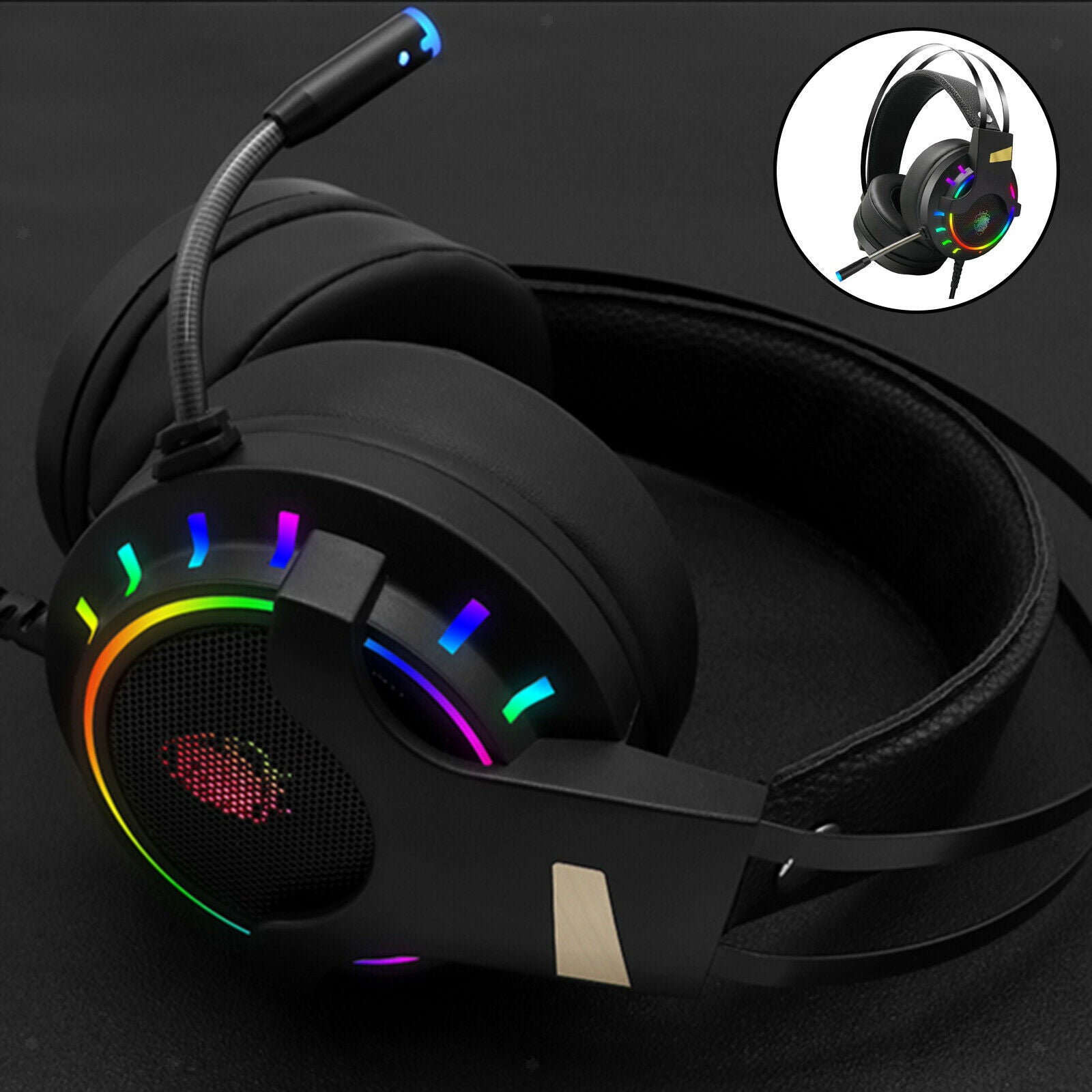 7.1 Channel Gaming Headset Headphone for Game RGB Headphones with