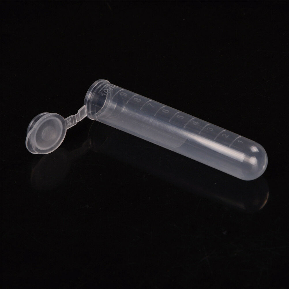 20Pcs 10ml Plastic Centrifuge Lab Test Tube Vial Sample Container with Cap! A Re