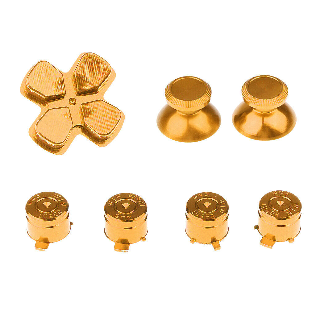 Metal Bullet Buttons Thumbsticks Thumb Grip and Chrome D-pad ABXY Buttons