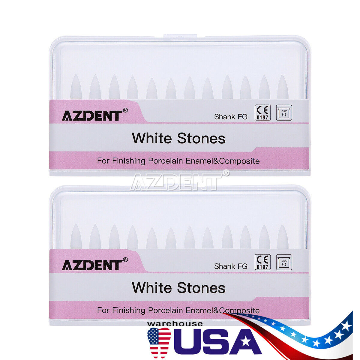 10Box Dental Flame White Stone Polishing FG Burs Abrasion Aluminum Oxide 12ps/pk