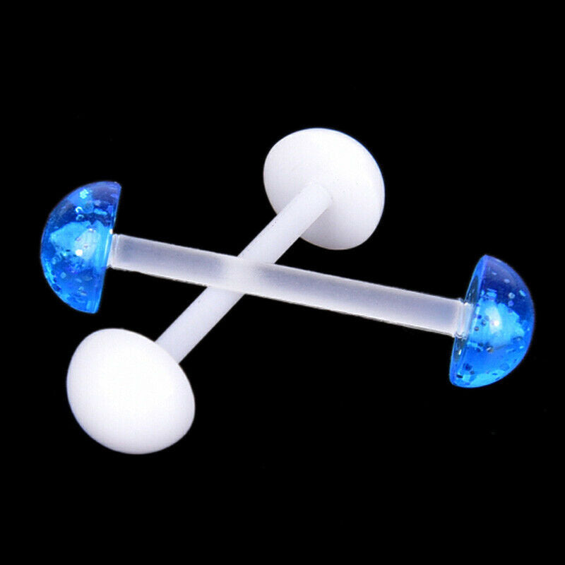 5Pcs/Set Mixed Acrylic Ball Barbell Soft Bar Tongue Ring Studs Body Pierc.l8
