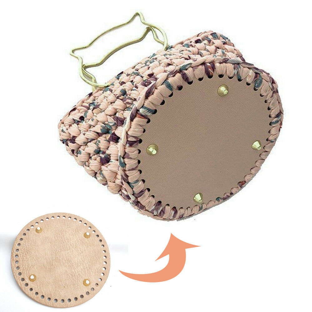 2X PU Leather Bottom Knitting Bag Crocheting Handbag Nail Base Pad 8x18 Square