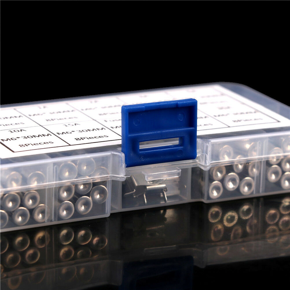 72Pcs/Box 6x30mm 0.5A-30A Glass Tube Fuses Assorted Kit with Fuse Hold Tt