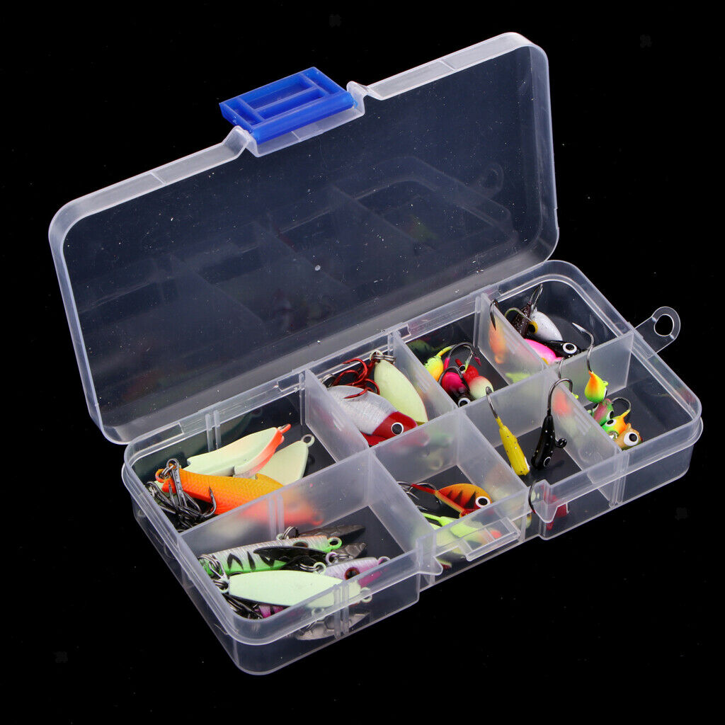 36pcs Assorted Ice Fishing Jigs Jigging Lures Lead Jig Hooks with Box