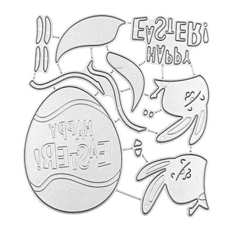 Happy Easter Bunny Metal Cutting Dies Stencil Scrapbooking DIY Album Stamp Paper