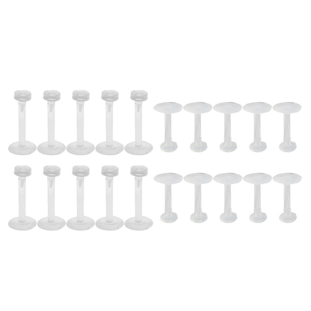 20 Pieces Transparent White Acrylic Nose Stud Barbell Lip Tongue Piercing