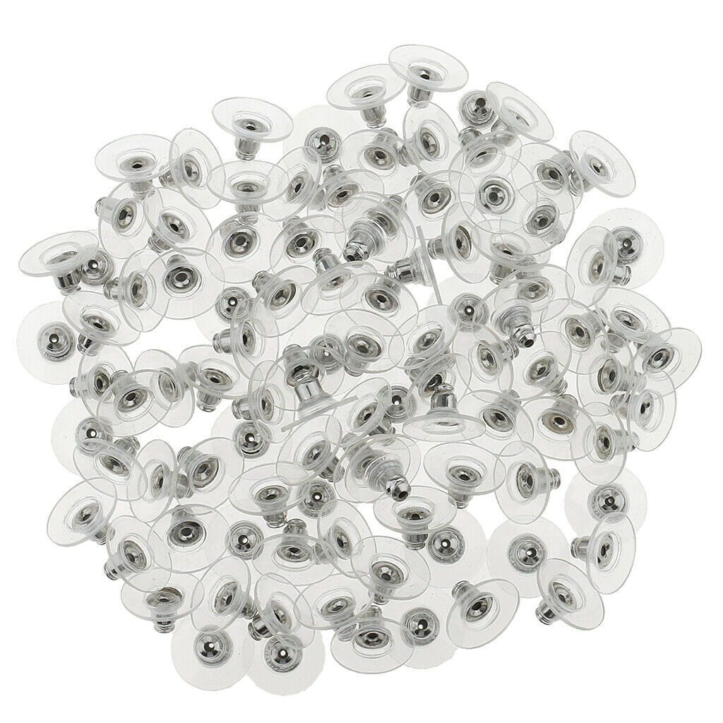 100Pcs Clear Earring Backs Stoppers Ear Post Nuts Jewelry Making Findings