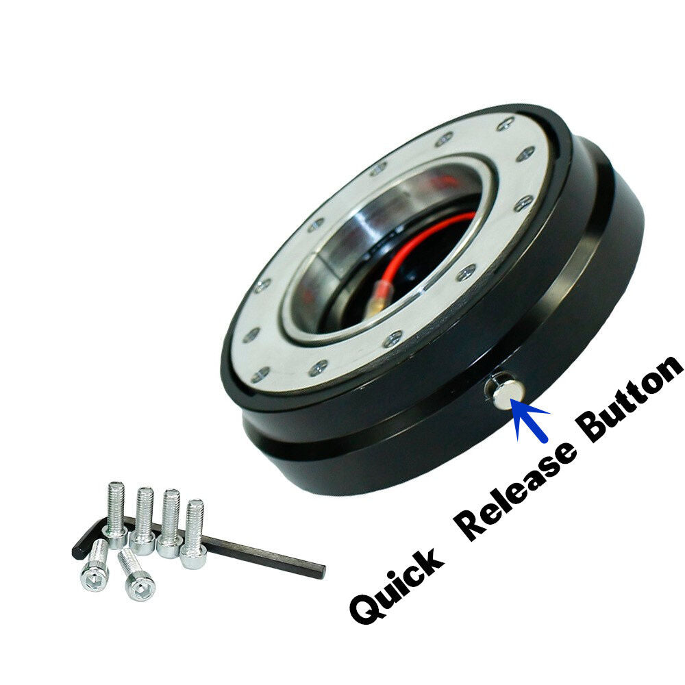 Car black Steering Wheel Quick Release Hub Adapter Snap Off Boss Kit with screws