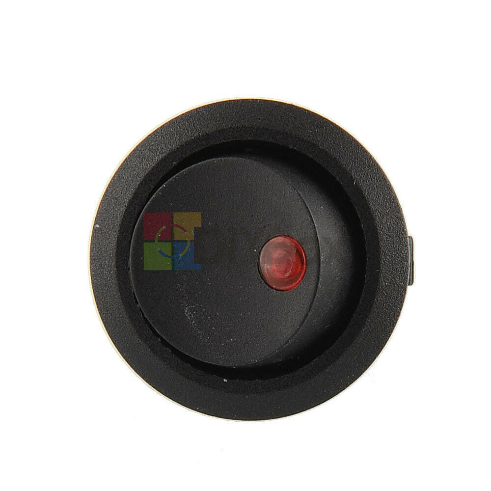 2Pcs Car Round Dot Red 12V LED Light Rocker Indicator Toggle ON-OFF Switch New