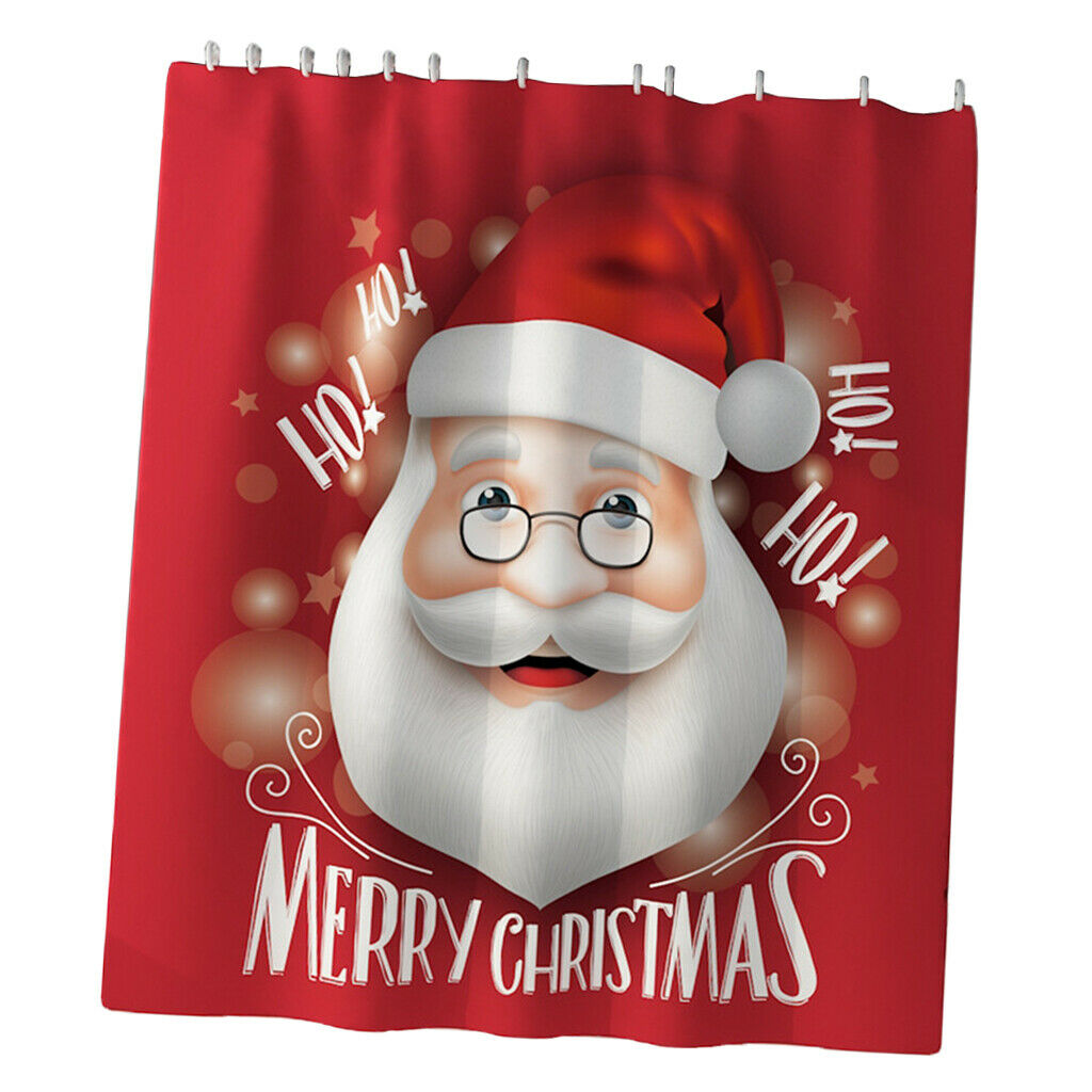 Christmas Shower Curtain Hooks Included Xmas Home Decoration 180x180cm C