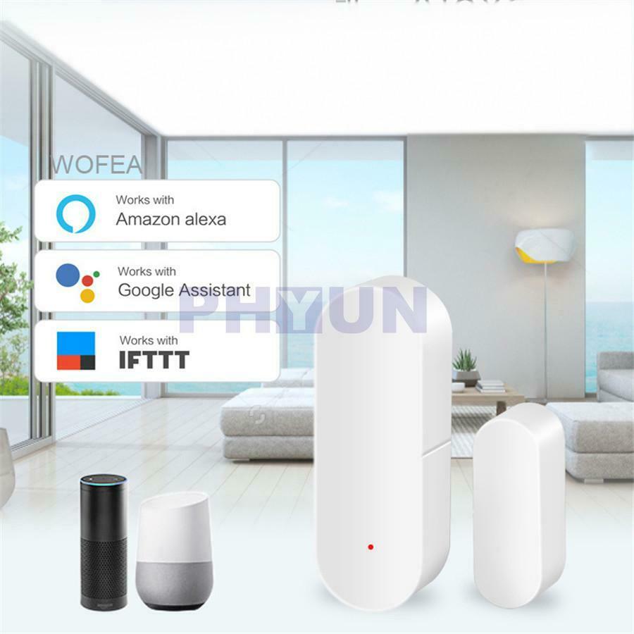 White WiFi Door Window Sensor Detector Security Alarm For Google Home Alexa Tuya