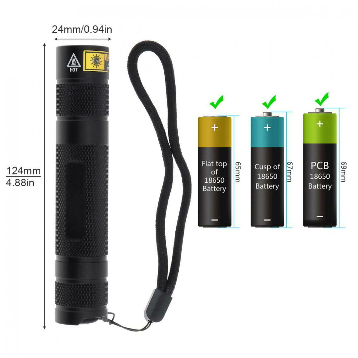 10W 365nm LED Violets Lights UV Flashlight Portable Torch Light for Bed Bug
