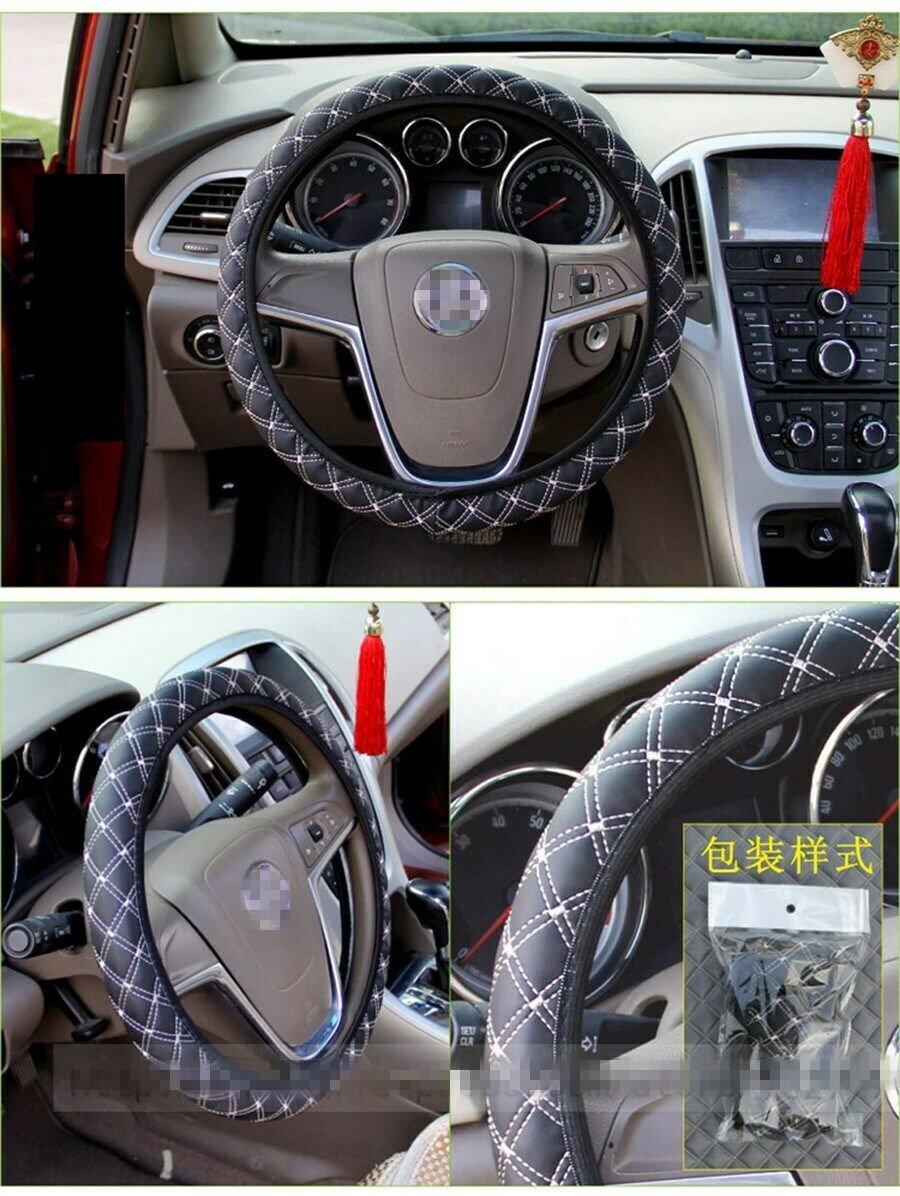 15''/38cm Plush Car Steering Wheel Cover black & red X2  easy operate New arrive