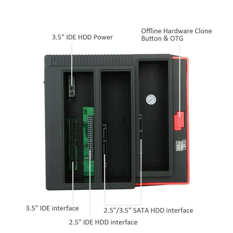 3 HDD Docking Station IDE SATA Dual USB 3.0 Clone Hard Drive Card Reader US
