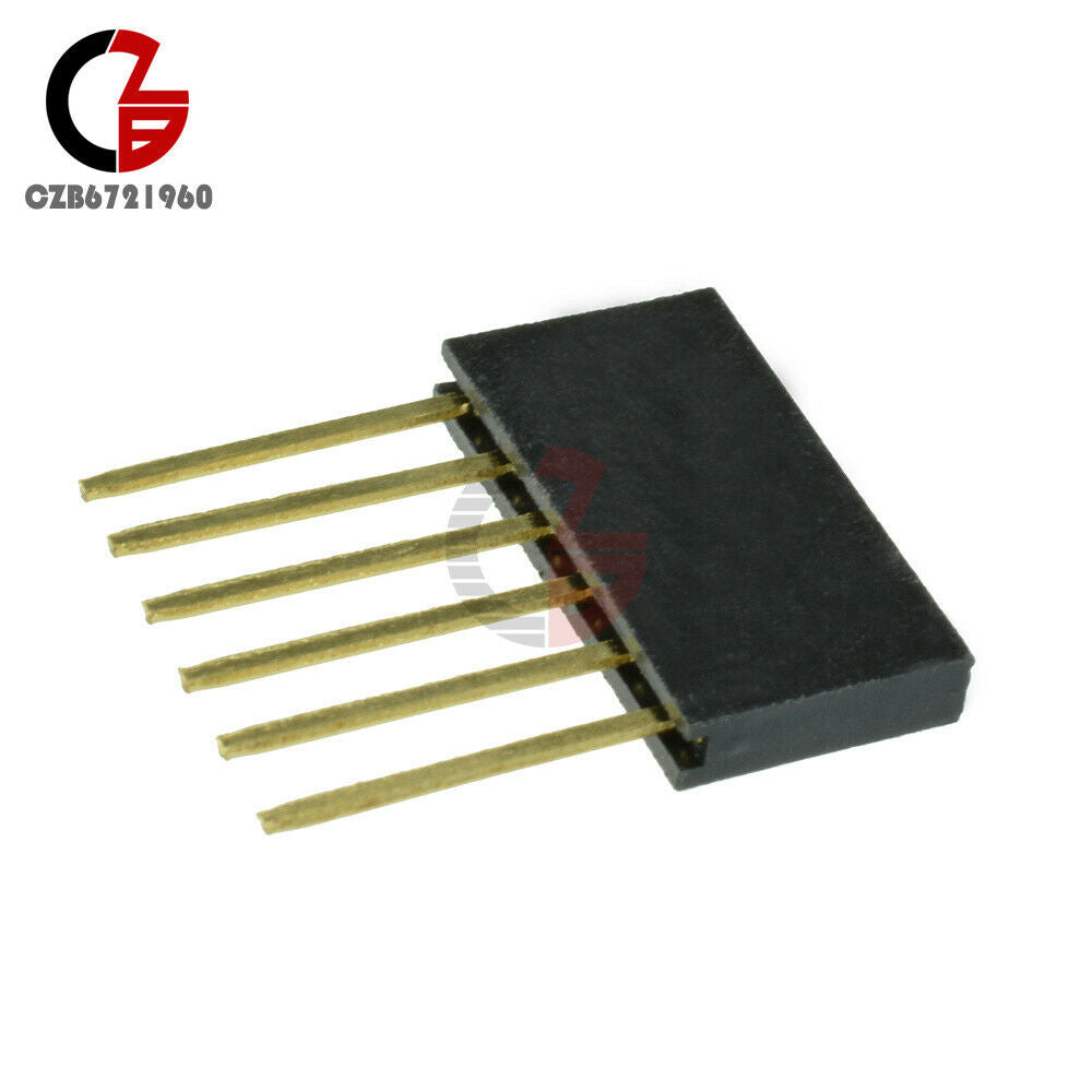 100pcs 6 Pin Single Row Stackable Shield Female Header 2.54mm Pitch Fit Arduino