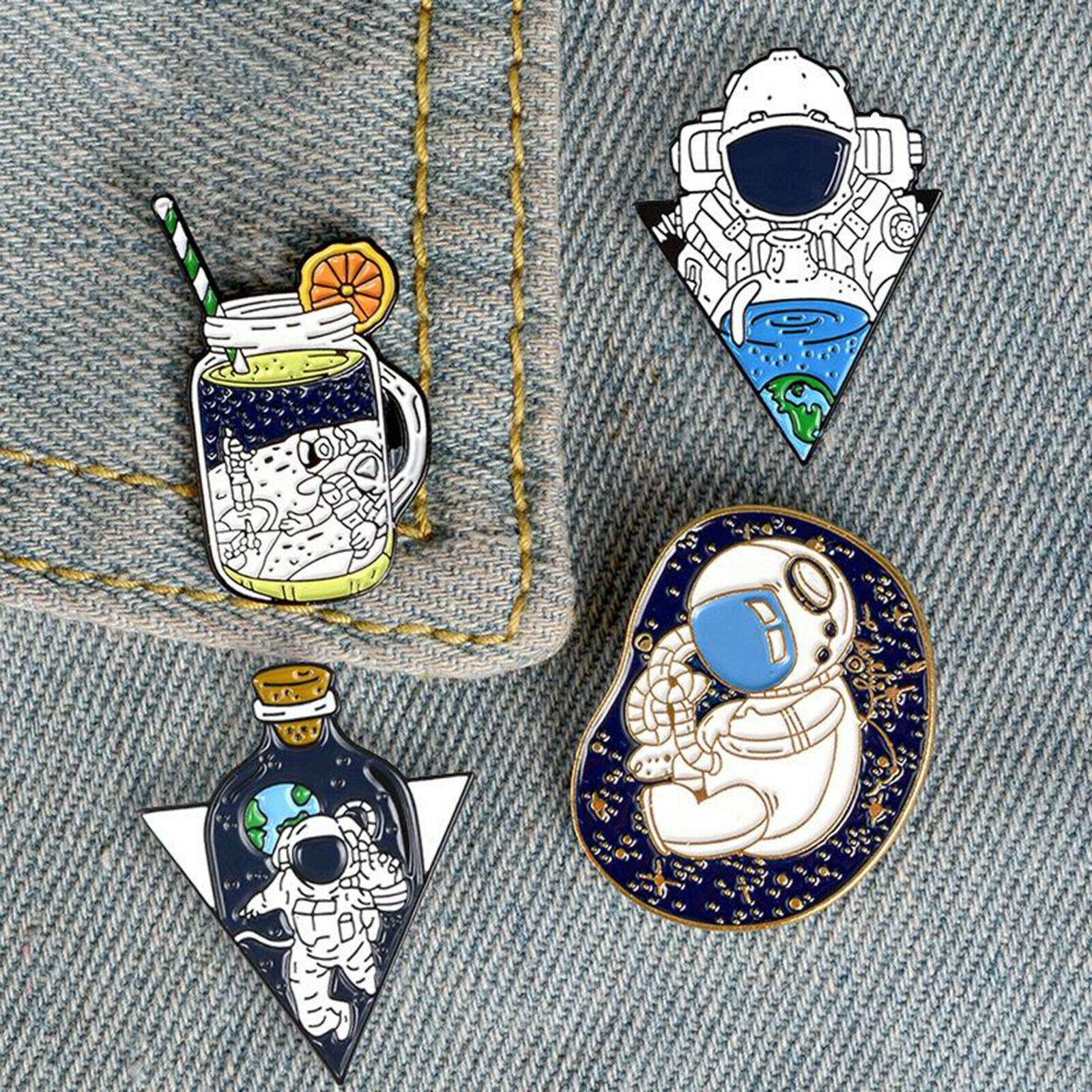 Pack of 6 Astronaut Enamel Pins Brooch Badge Jewelry Gift Decoration DIY